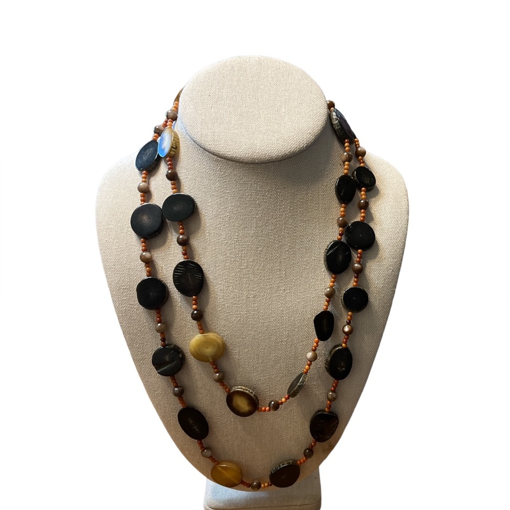 Vintage Earth Tone Colored Beaded Necklace